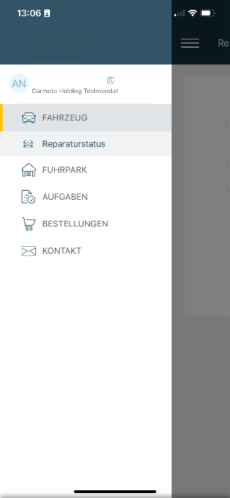Menu - Mobile Application for Car Rental Management (Power Apps)