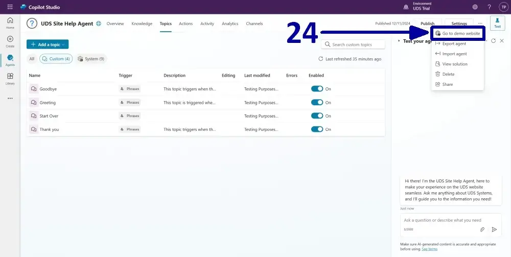 Copilot Studio - how to create an AI-powered agent - instructions