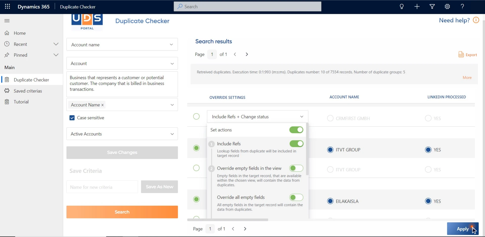How to use UDS Duplicate Checker - free add-on for Dynamics 365 - step 4
