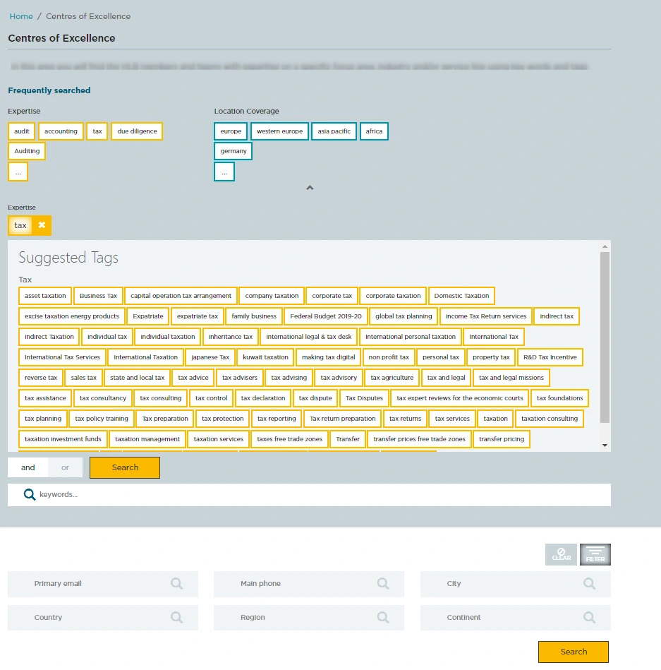 Advanced searching functionality - Accounting Client Portal based on D365