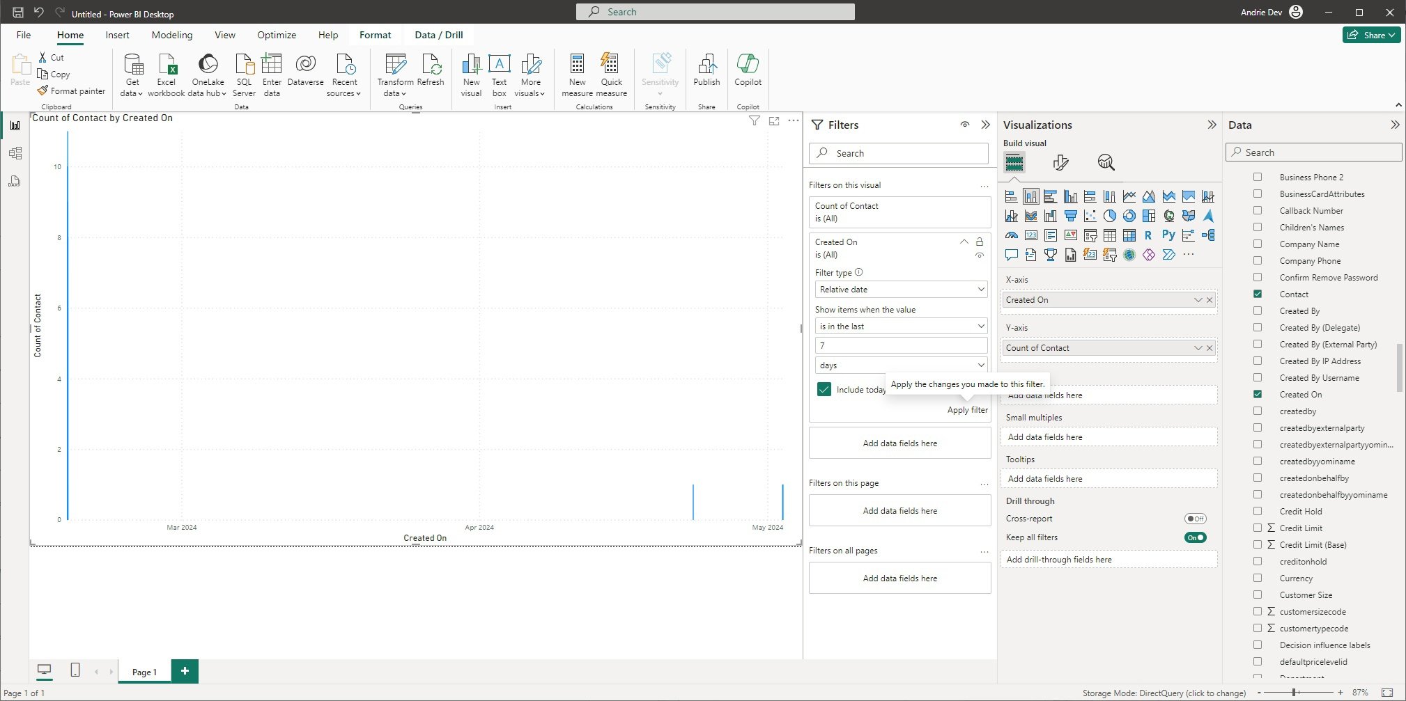 Power BI Integration with Dynamics 365 - report creation