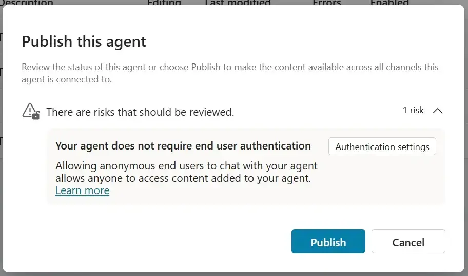 how to publish a new AI agent - Microsoft Copilot