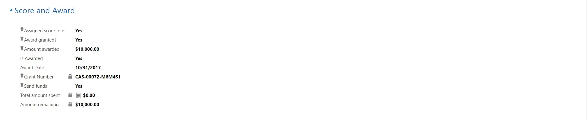 Microsoft Dynamics 365 Grants Management Capabilities - Score – Assign a score to the applicant