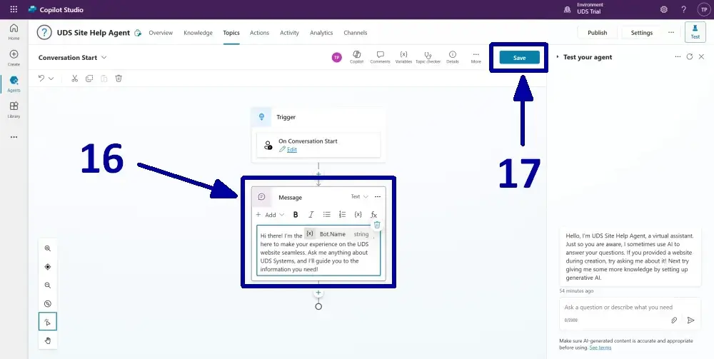 Creating An AI Agent With Copilot Studio example
