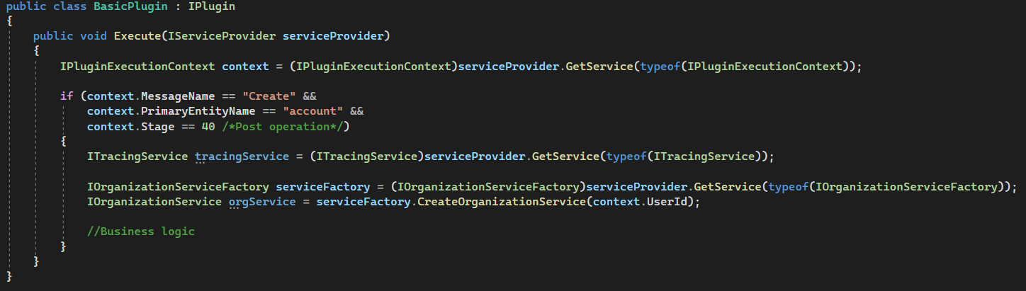 Base Classes for Seamless Dynamics 365 CRM Plugin Development - initialization