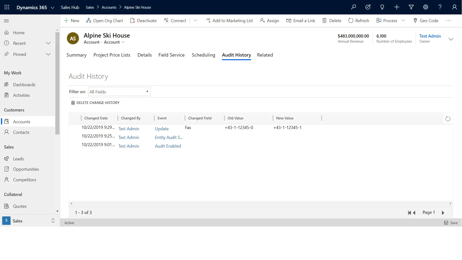 Enable Dynamics 365 Auditing - data changes