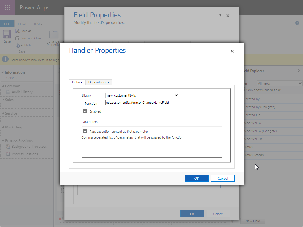Actions in Microsoft Dynamics 365 CRM - Adding Events for Field Changes