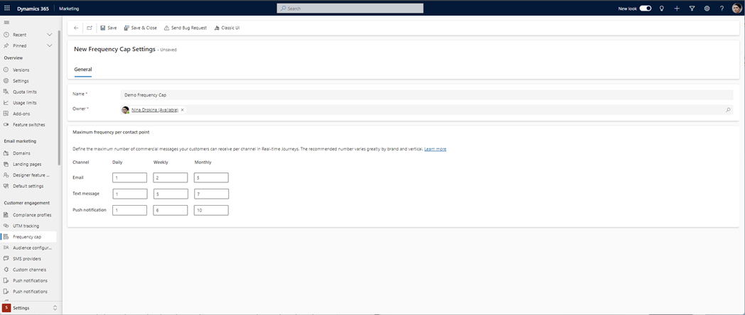 Creating Real-time Marketing Customer Journeys in Dynamics 365 - Frequency Cap
