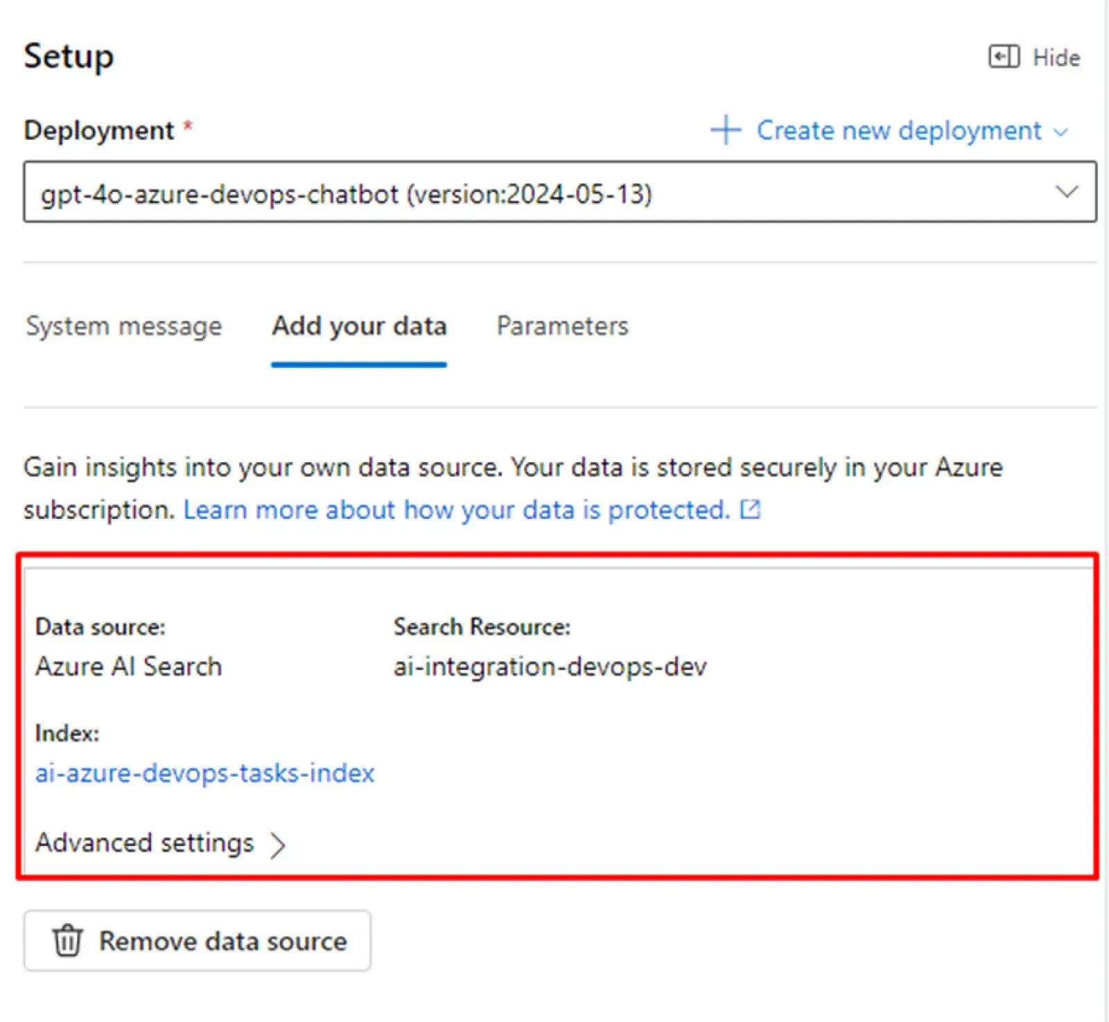 how to integrate Azure Open AI Chatbot with Azure DevOps - setup