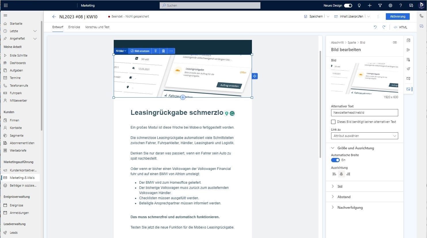 Dynamics 365 Marketing features - Marketing Email