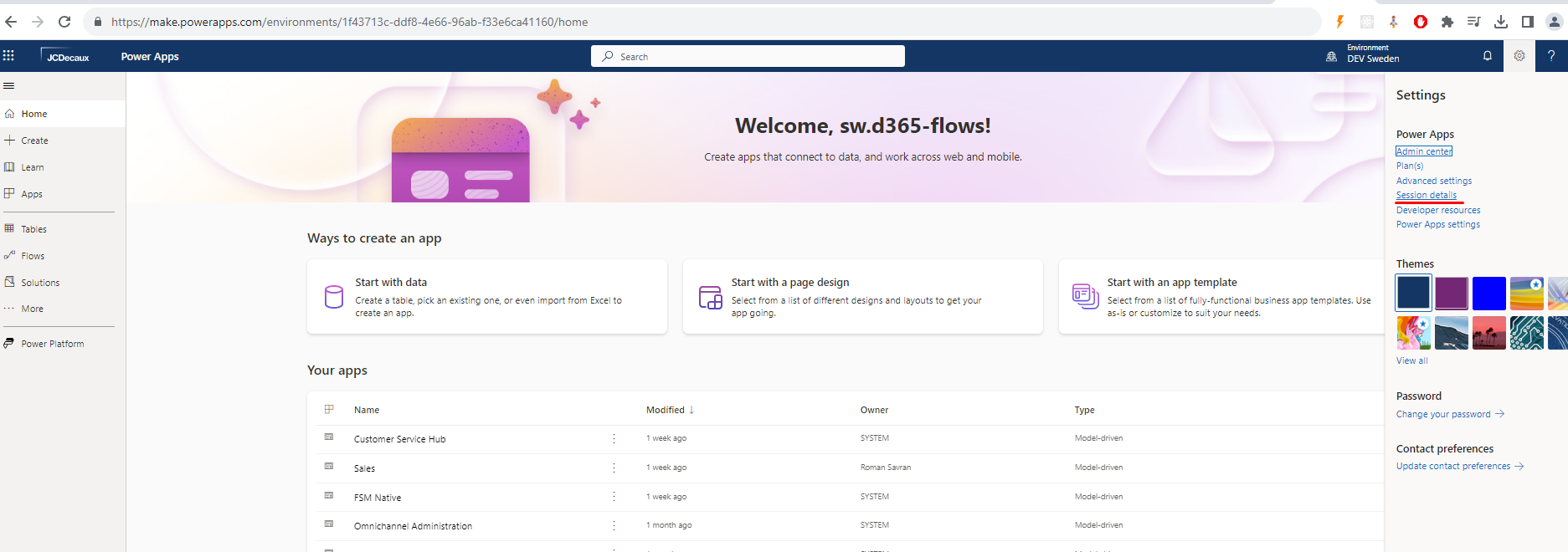React for Power Apps Model Driven App - Power Apps settings