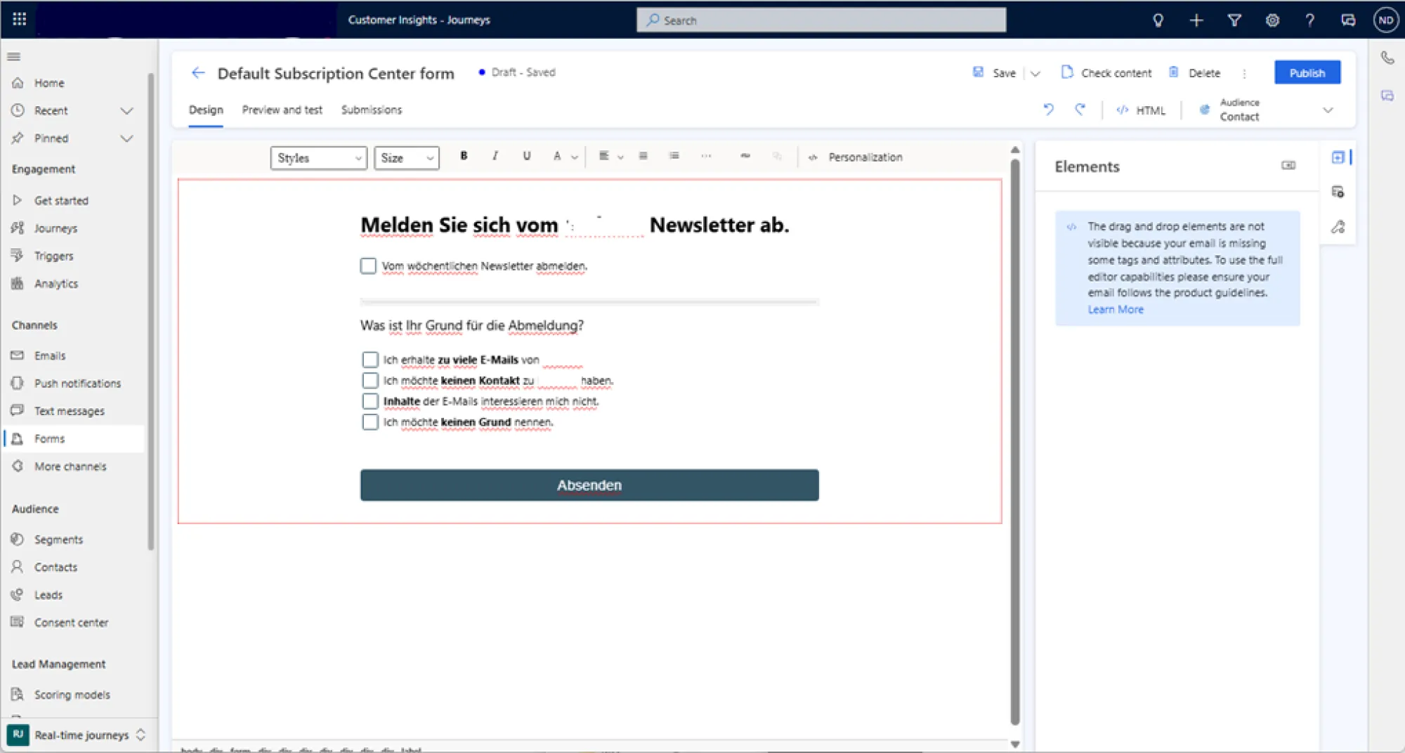 migration From Outbound To Real Time Marketing In Dynamics 365 - copy and paste the HTML code