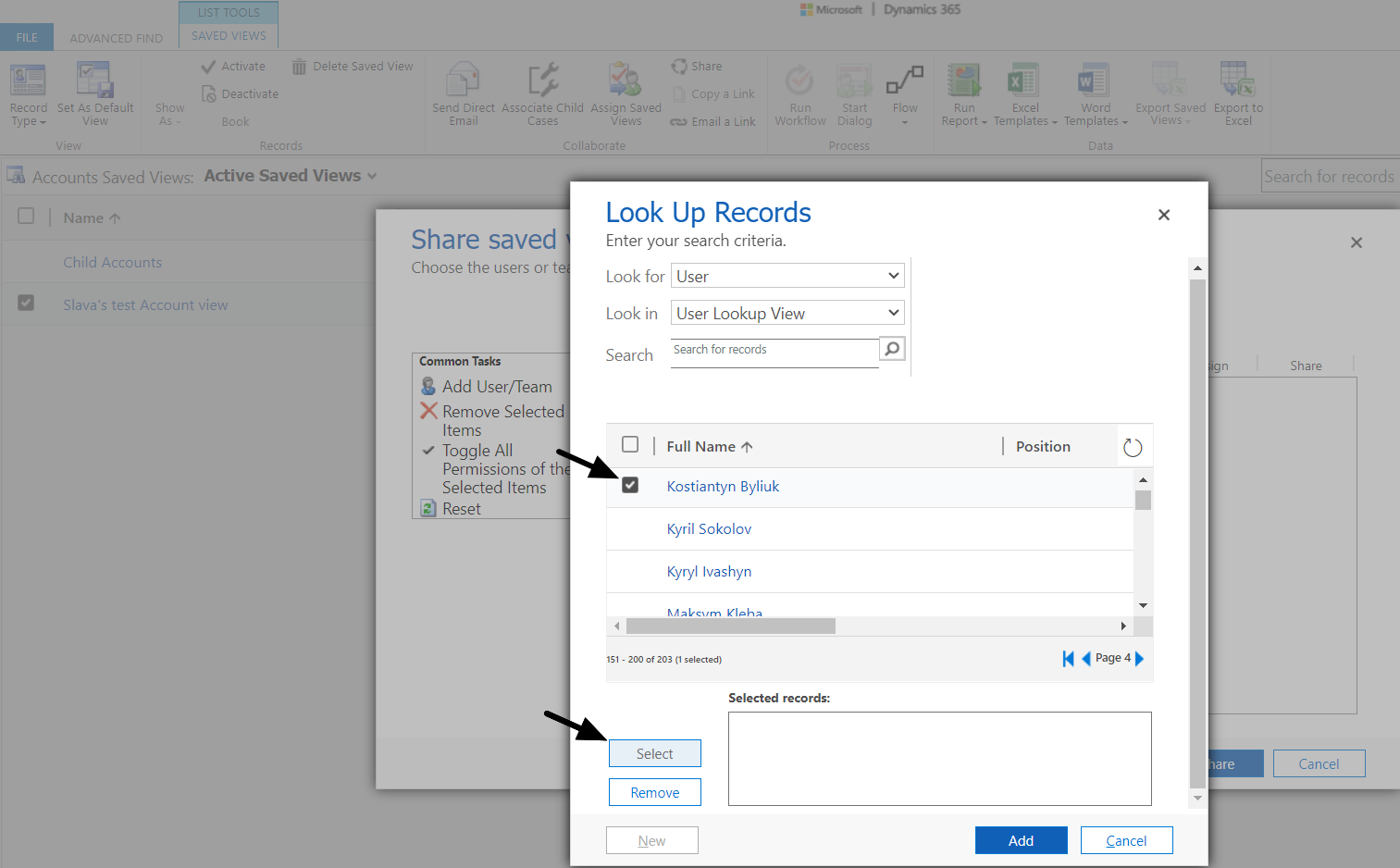 How To Share Personal View in Dynamics 365 - guide and example