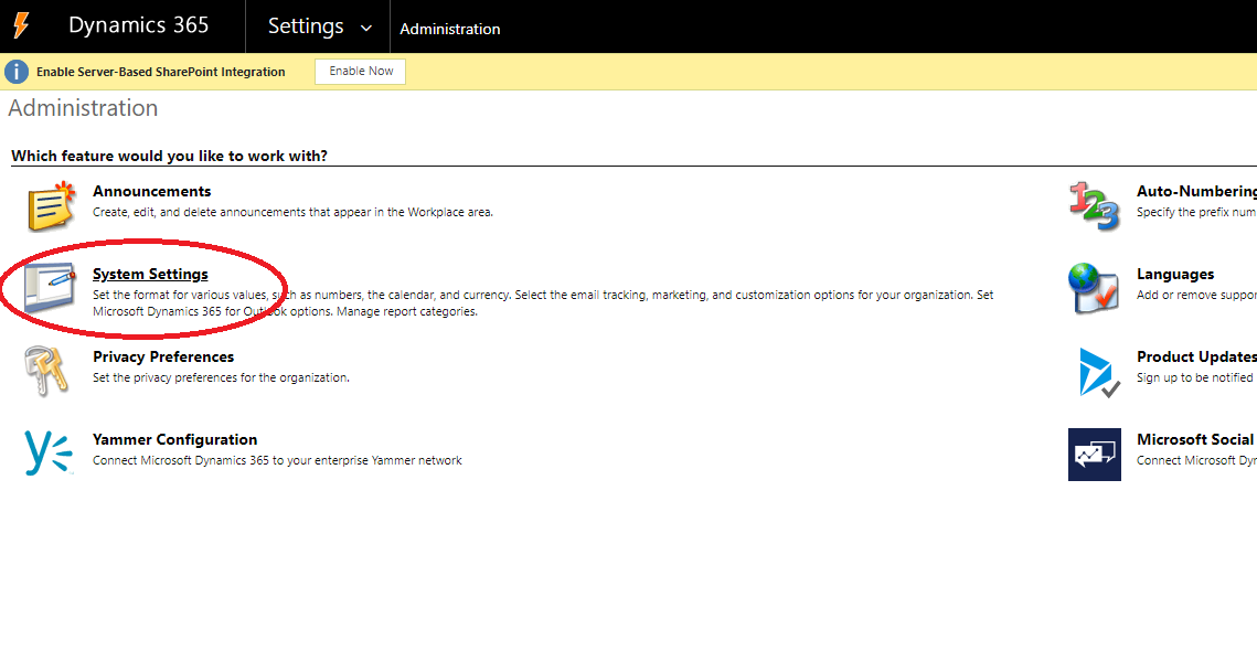 Large File Storage in Dynamics CRM Attachments - System Settings