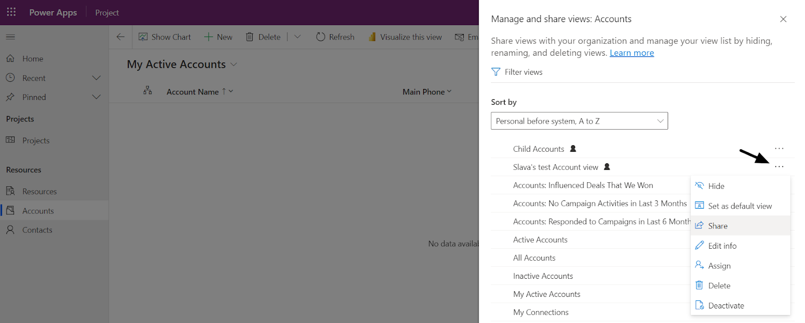 How To Share Personal View in Dynamics 365 - guide and example