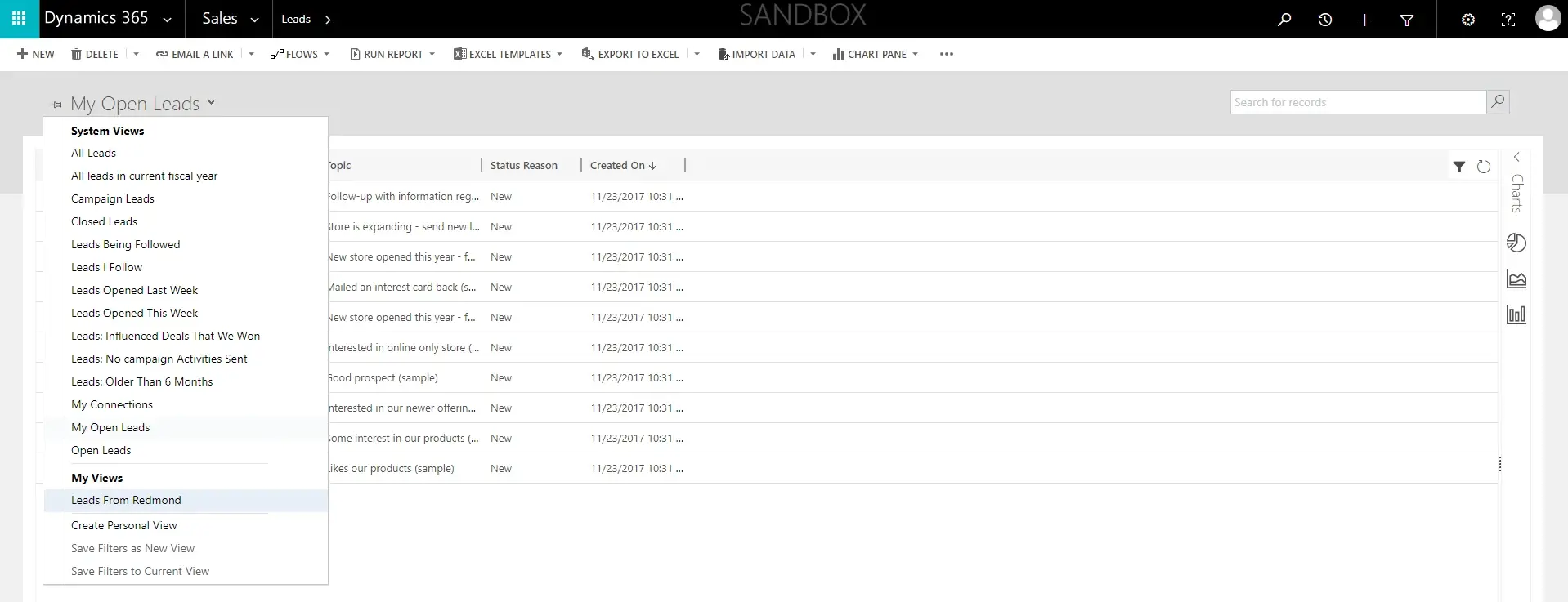 After doing so you will be able to select this view under My Views (Refresh browser window in case it is not there)