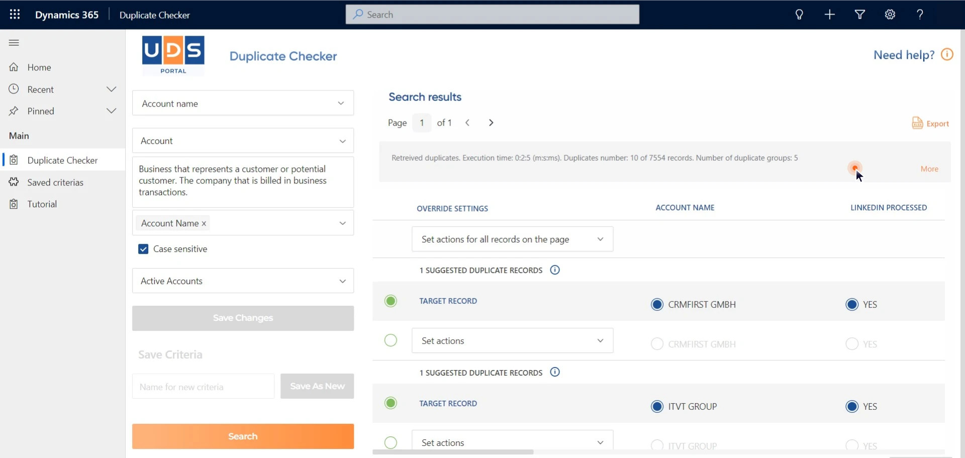 How to use UDS Duplicate Checker - free add-on for Dynamics 365 - step 3