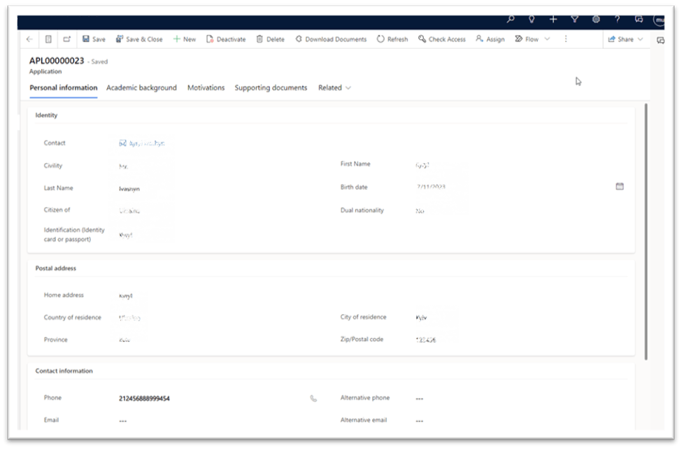 development of a comprehensive Student Recruitment Portal and CRM system - Candidate card