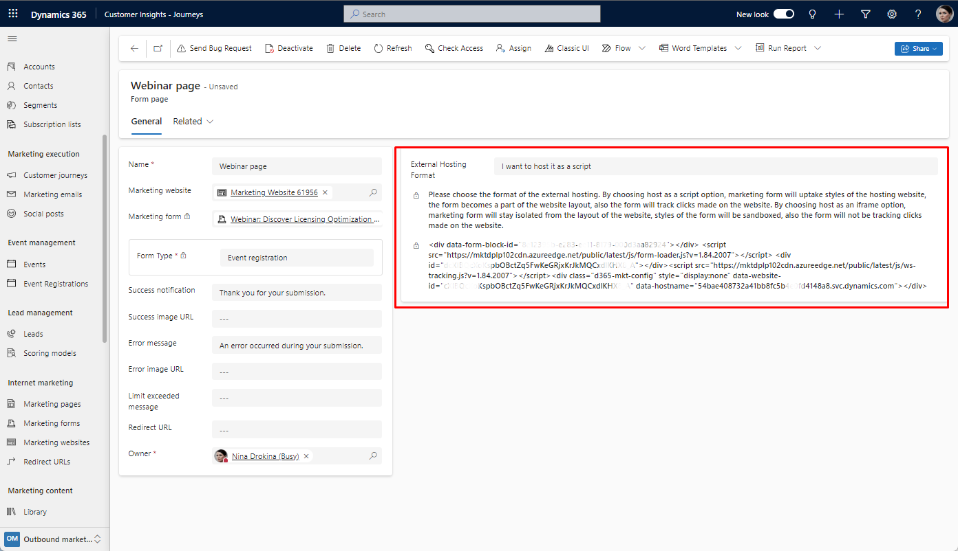 Embedding Dynamics 365 Customer Insights - Journeys Form on External Pages - Step-by-step guide