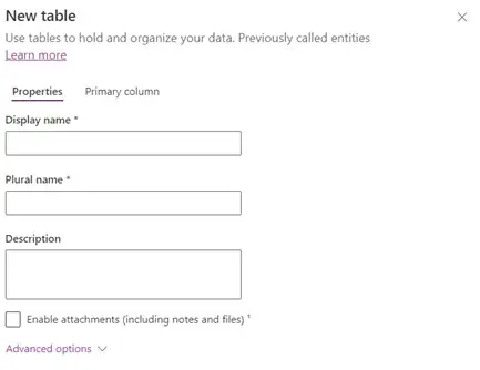 How to Create a Table in the Dataverse - step-by-step guide