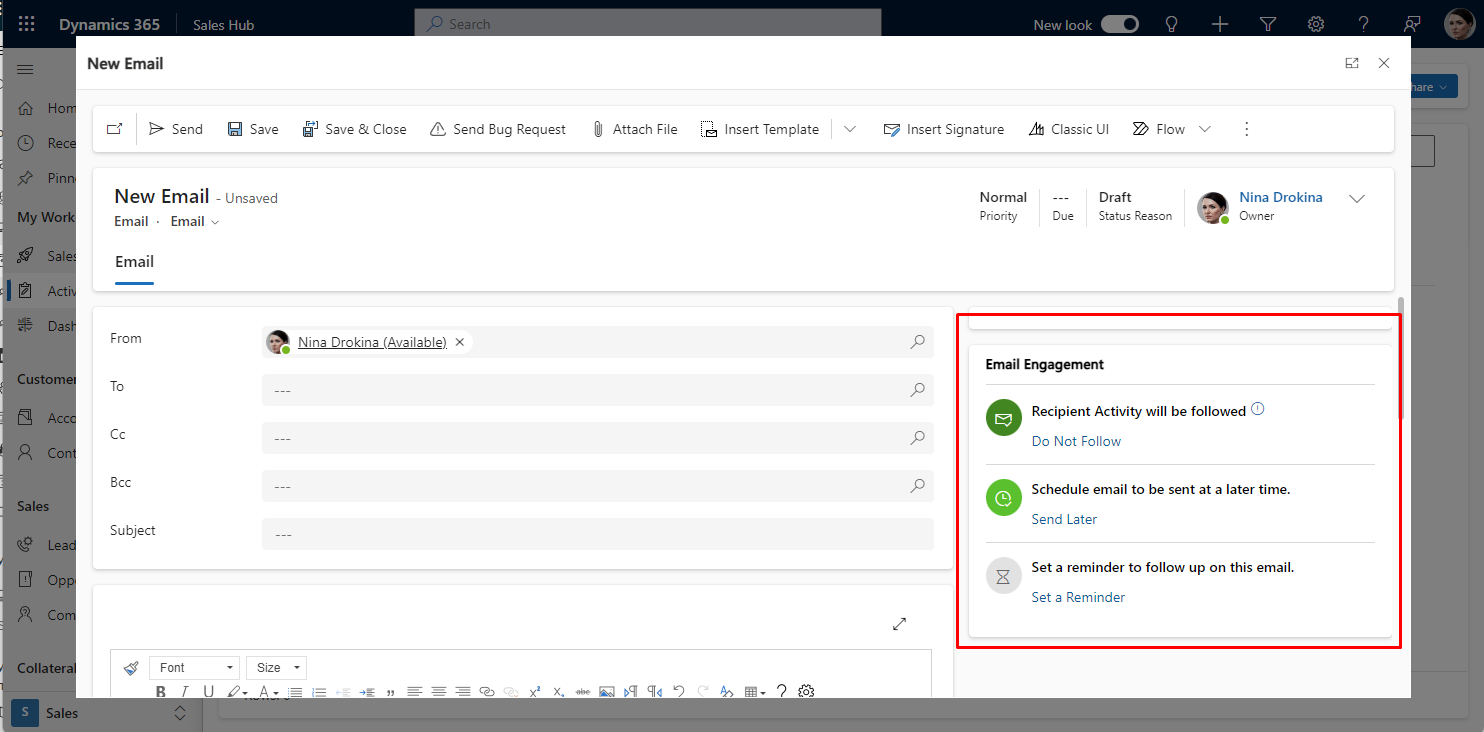 how to Schedule Emails from Timeline in D365 Customer Insights