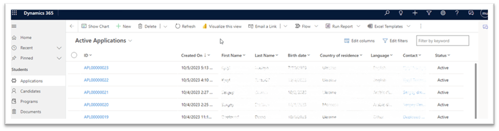 development of a comprehensive Student Recruitment Portal - Candidates, Applications, Programs, And Documents Lists