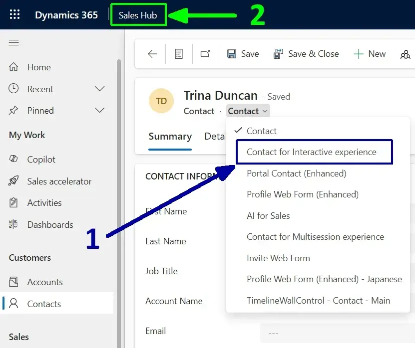 Add and remove application forms in Dynamics 365 - The request