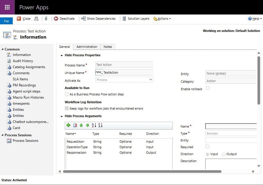 Actions in Microsoft Dynamics 365 CRM - Creating Action