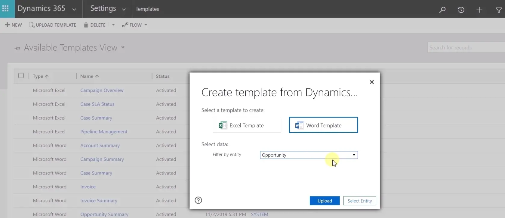 Word Templates for Dynamics 365 - create templated from Dynamics 365
