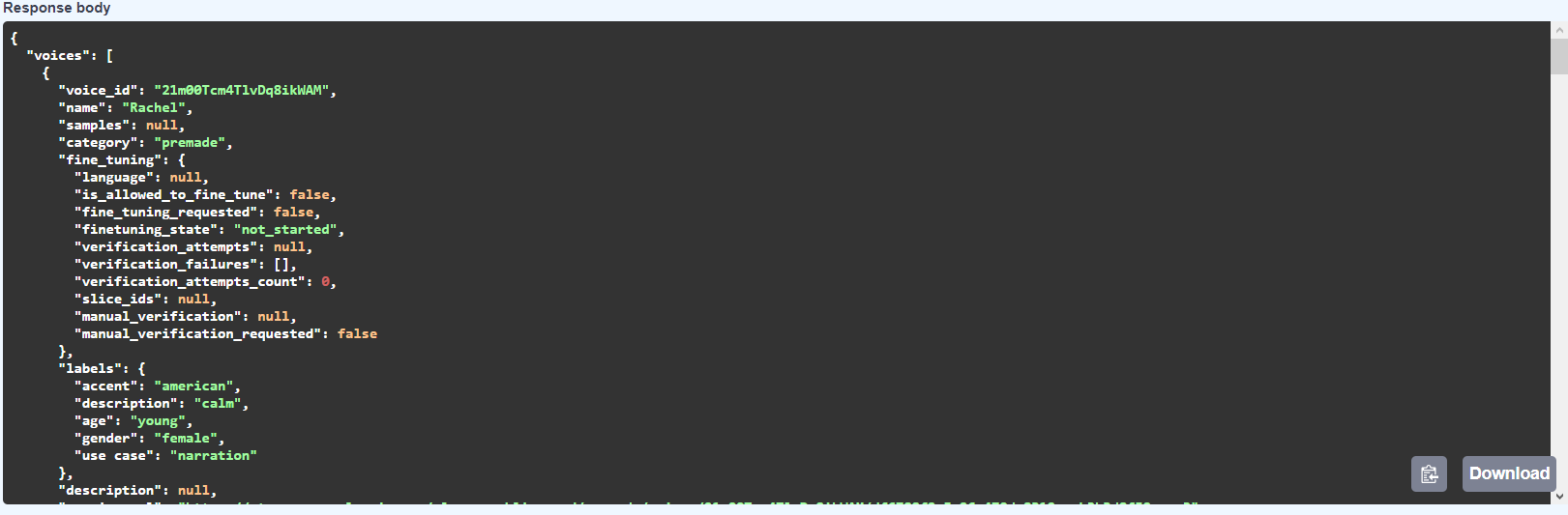 Creating a Voice-Powered Translator with the Help of ChatGPT and Eleven Labs Service - JSON object
