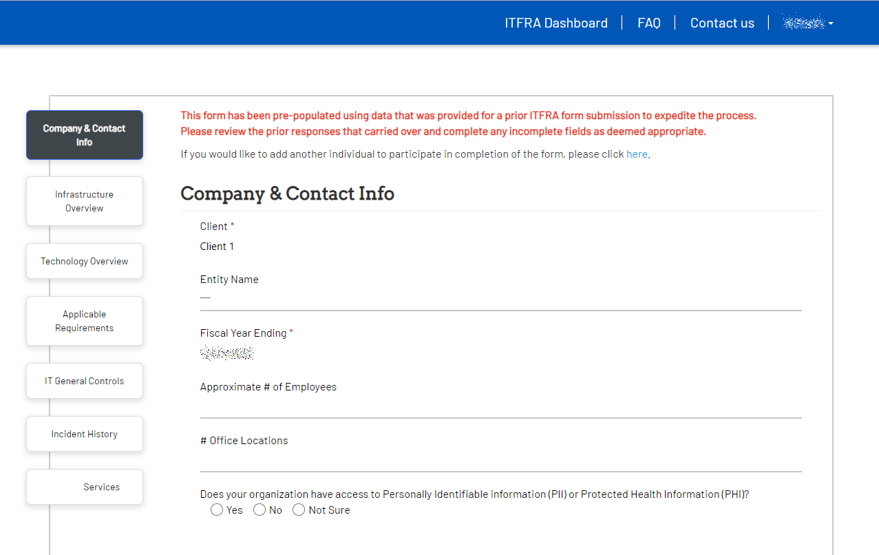 Microsoft Power Pages Portal - Questionnaire Page