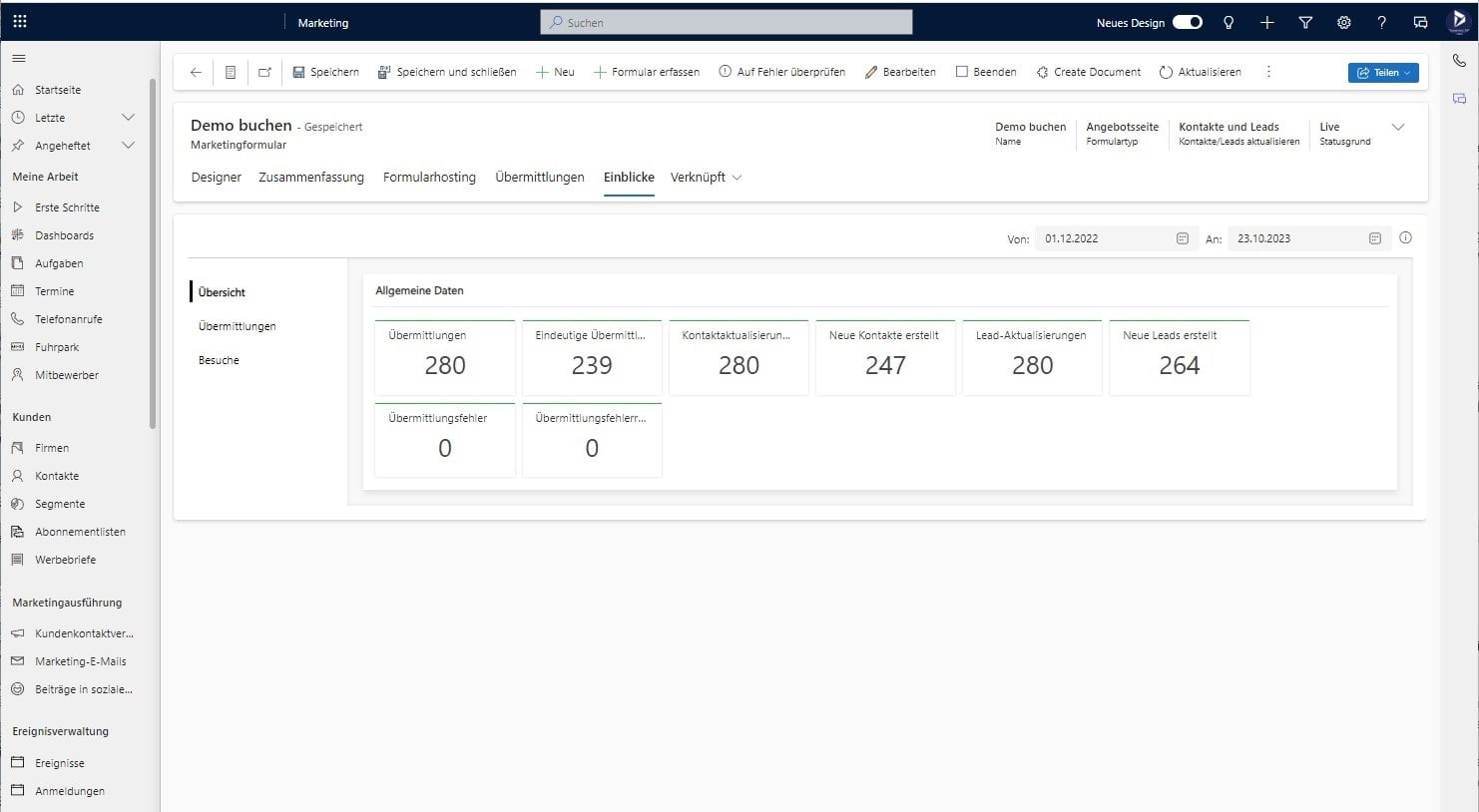 Dynamics 365 Marketing features - Marketing Form Insight