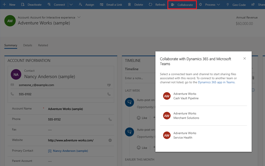 Collaboration Experience with Dynamics 365 and Teams - File Synchronization