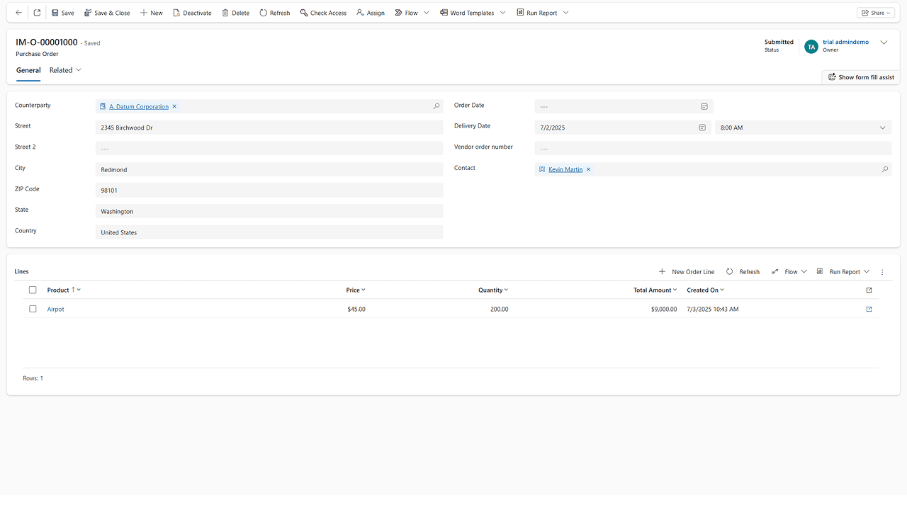 what are purchase orders in the inventory tool