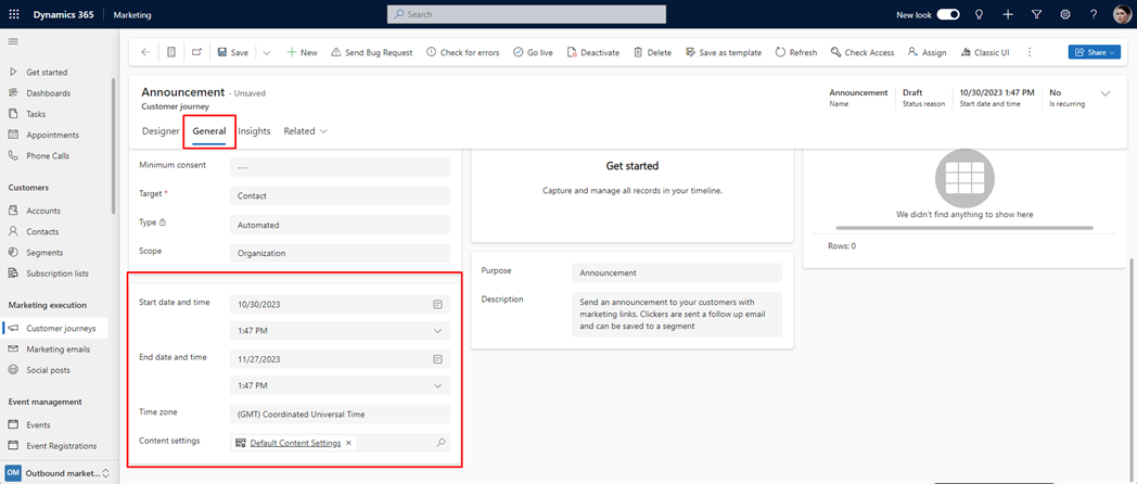 Outbound Marketing vs. Real-Time Marketing - Set General options