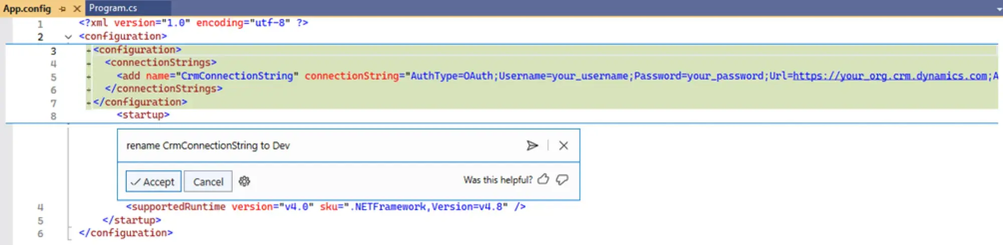 How To Use Github Copilot Visual Studio - Program.cs explanation