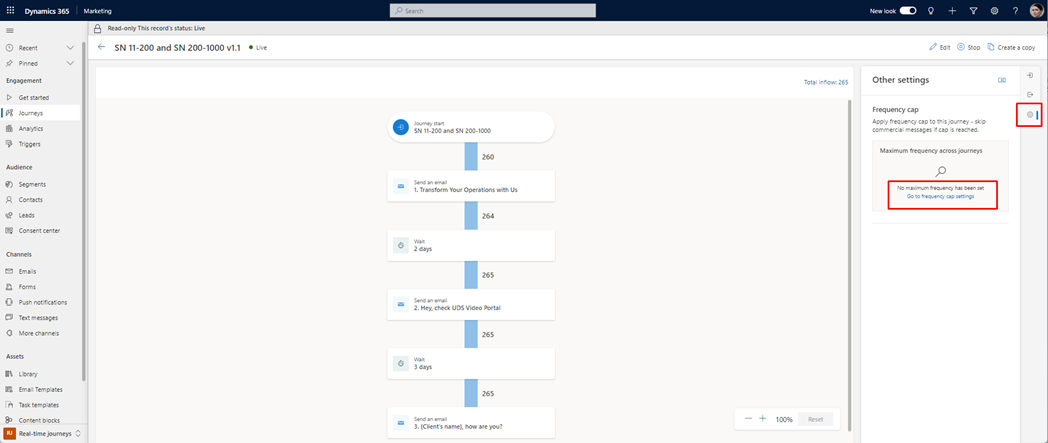 Creating Real-time Marketing Customer Journeys in Dynamics 365 - Frequency Cap