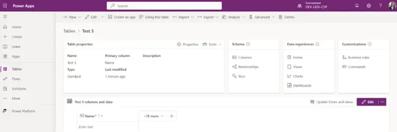 How to Create a Table in the Dataverse - step-by-step instructions