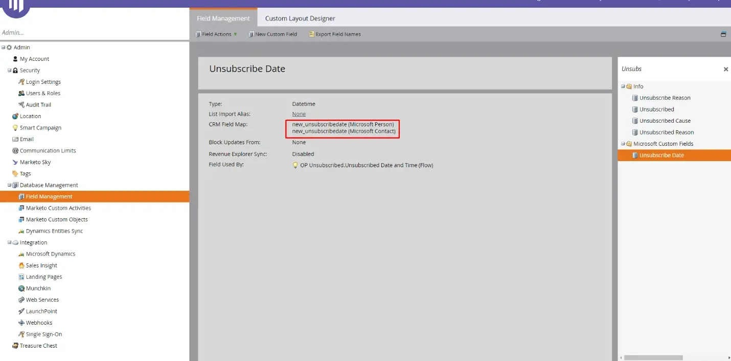 Marketo and Dynamics 365 CRM Integration Highlights - Field Management