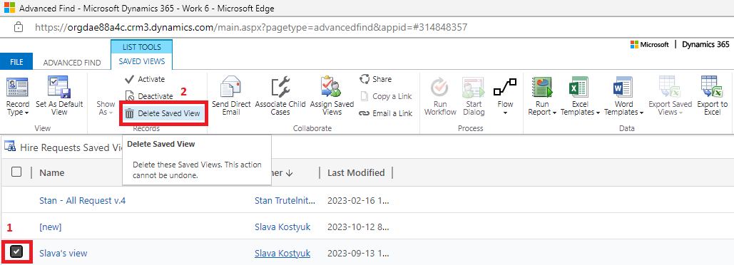 How To Delete a Personal View in Microsoft Dynamics 365 (Classic Interface) - Step-by-Step Guide