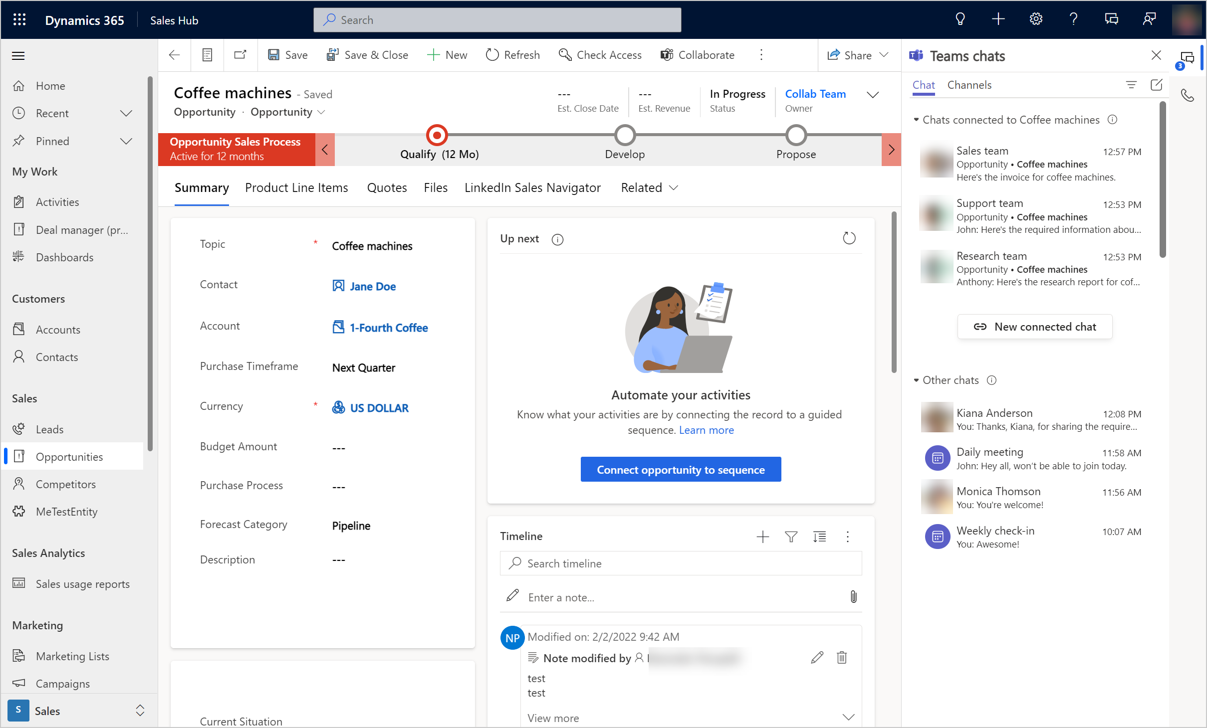 Collaboration Experience with Dynamics 365 and Teams - Real-time Awareness