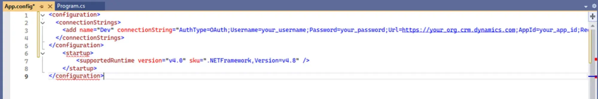 how to configure Program.cs in Github Copilot Visual Studio