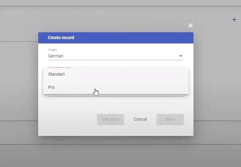 Integration: Dynamics 365 and Translation Platform - translation types: standard (machine) or pro (human)