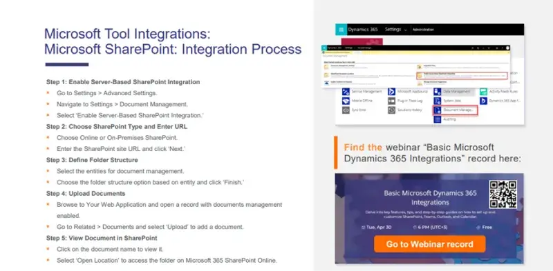 Dynamics 365 Customer Insights Integrations - Microsoft Tool Integrations - Microsoft SharePoint